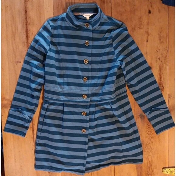Matilda Jane Jackets & Blazers - Matilda Jane Fall Breeze Jacket Peacoat Womens M Stretch Blue Striped Button Up